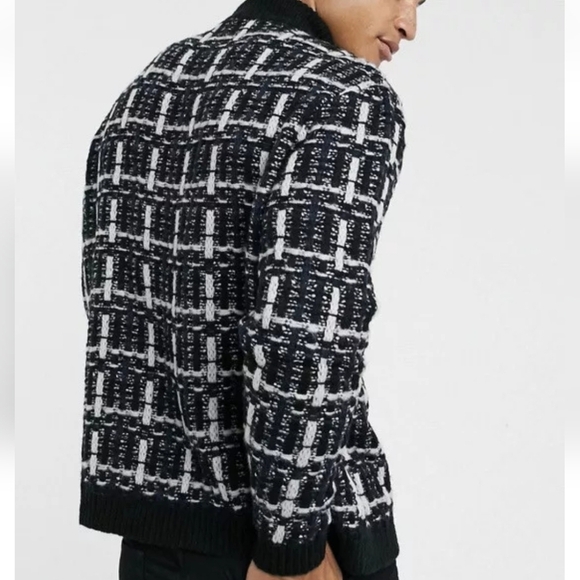 ASOS Design Mens Knitted Check Sweater sz M - Picture 2 of 7